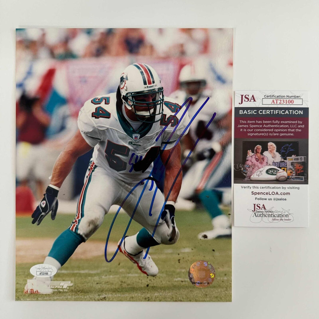 Autographed/Signed Zach Thomas Miami Dolphins 8x10 Football Photo JSA COA #2 Image 1