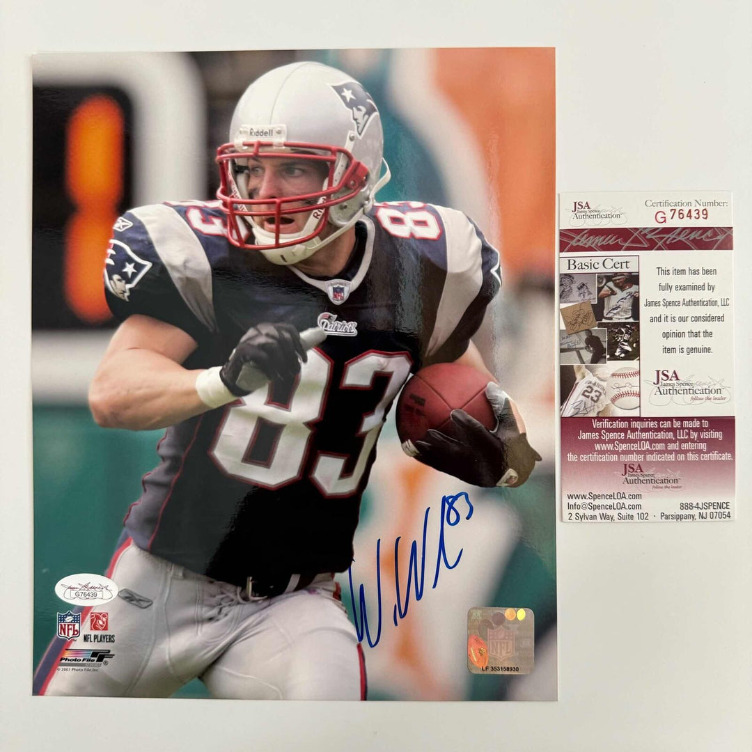 Autographed/Signed Wes Welker New England Patriots 8x10 Football Photo JSA COA Image 1