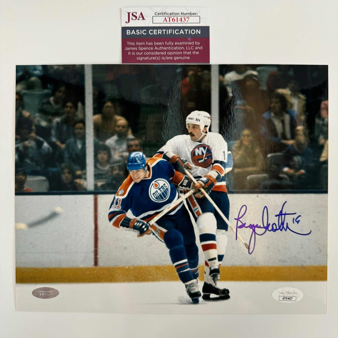 Autographed/Signed Bryan Trottier Edmonton Oilers 8x10 Hockey Photo JSA COA Image 1