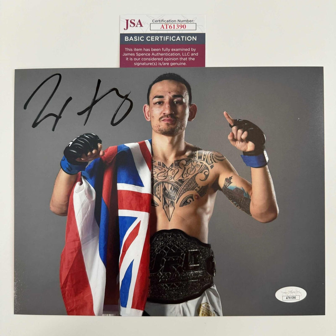 Autographed/Signed Max Holloway UFC MMA Black Fighting 8x10 Photo JSA COA #2 Image 1