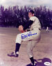 DON LARSEN SIGNED 8x10 NY YANKEES PITCHING PHOTO GIANTS BROWNS A's CUBS JSA AUTO Image 1
