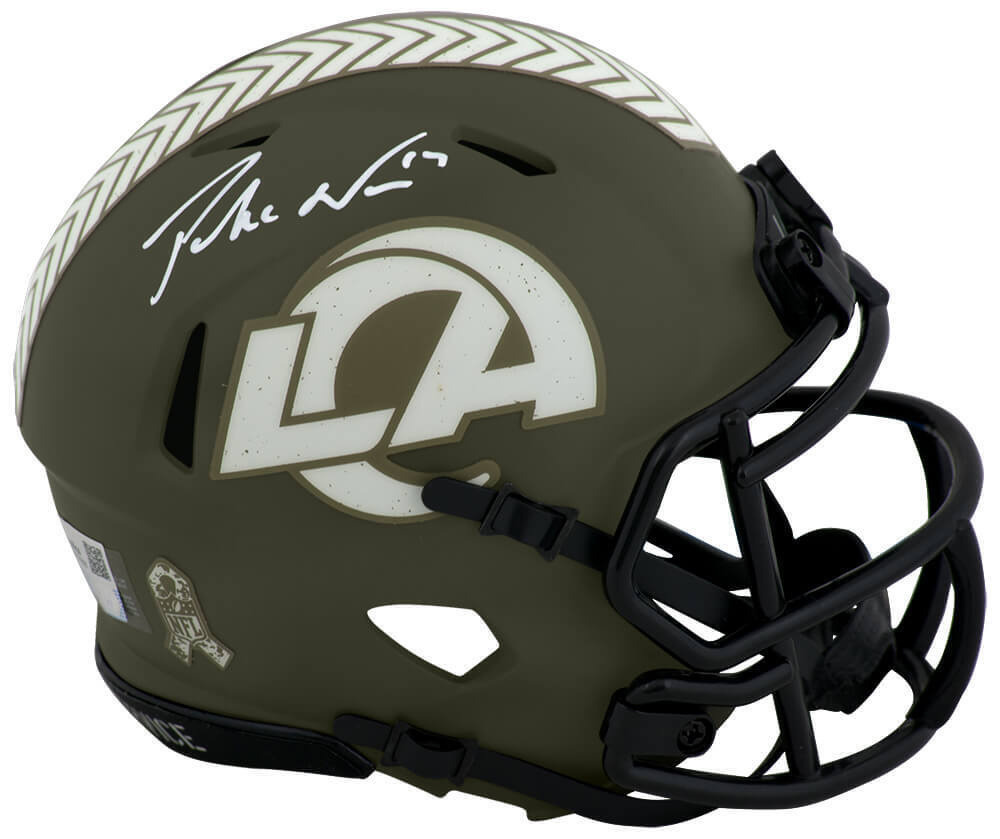 Puka Nacua Signed Los Angeles Rams SALUTE Riddell Speed Mini Helmet - (Fanatics) Image 1