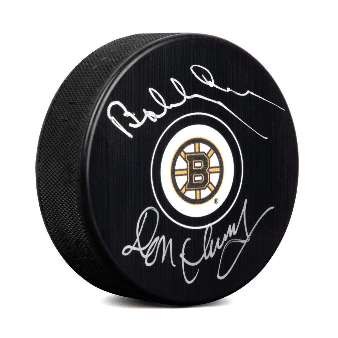 Bobby Orr & Don Cherry Dual Signed Boston Bruins Hockey Puck Image 1