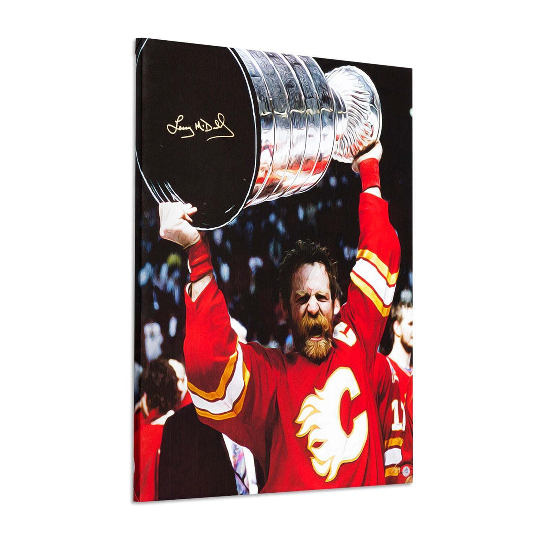 Lanny McDonald Signed Calgary Hockey Champion Portrait 26x32 Art Canvas Image 1