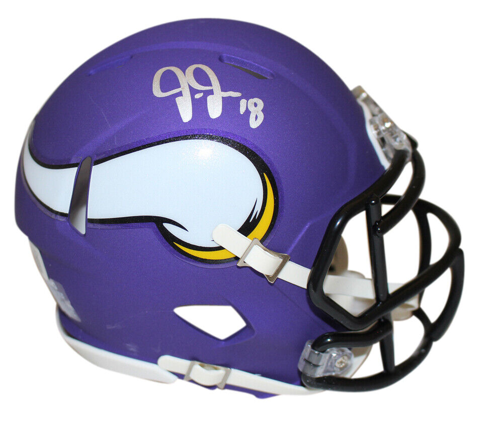 Justin Jefferson Autographed Minnesota Vikings Mini Helmet Beckett 31602 Image 1
