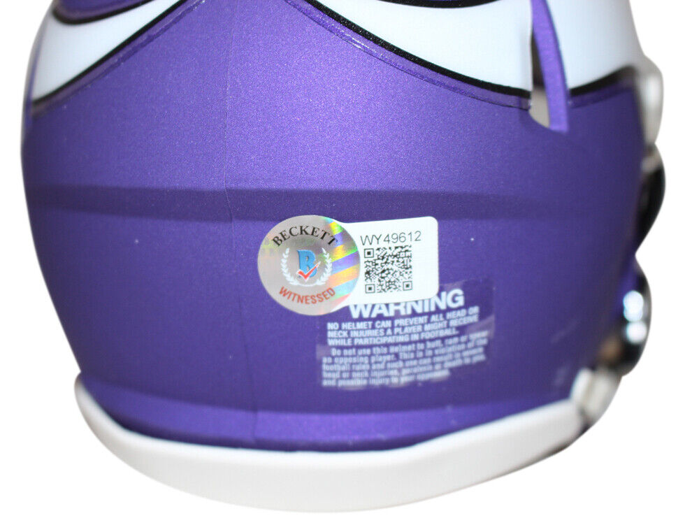 Justin Jefferson Autographed Minnesota Vikings Mini Helmet Beckett 31602 Image 3