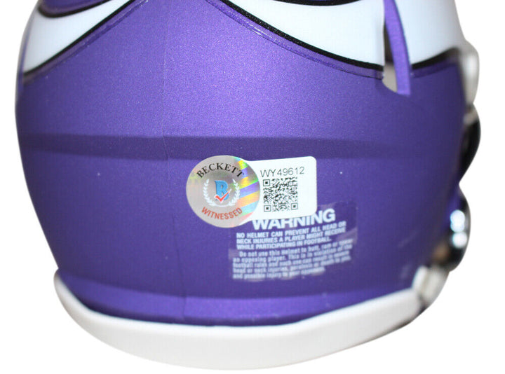 Justin Jefferson Autographed Minnesota Vikings Mini Helmet Beckett 31602 Image 3