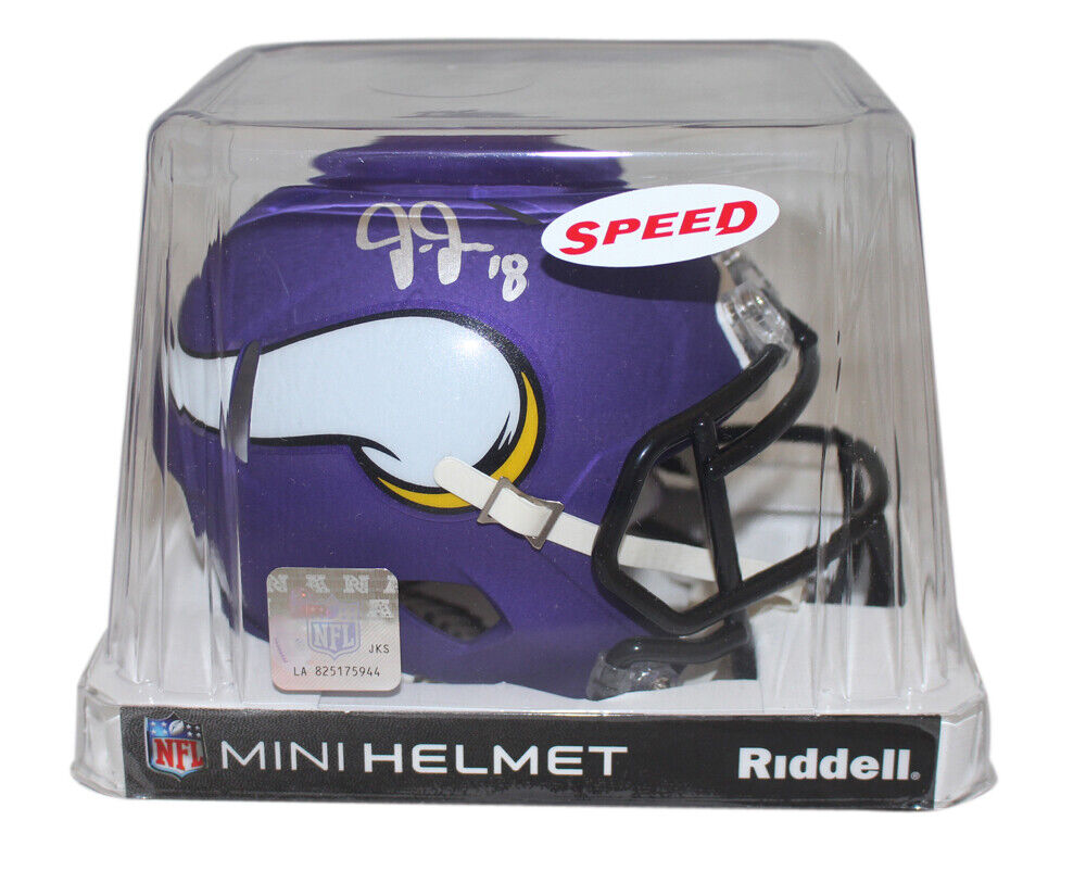 Justin Jefferson Autographed Minnesota Vikings Mini Helmet Beckett 31602 Image 4