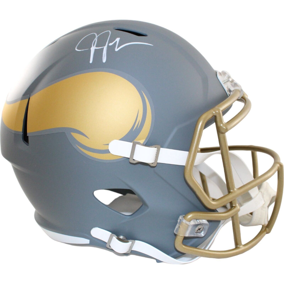 Justin Jefferson Signed Minnesota Vikings F/S Slate Helmet Beckett 44566 Image 1