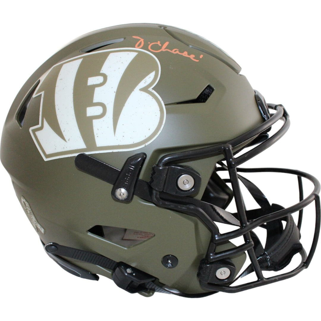 Ja'Maar Chase Signed Cincinnati Bengals 22 Salute Speedflex Helmet BAS 44569 Image 1