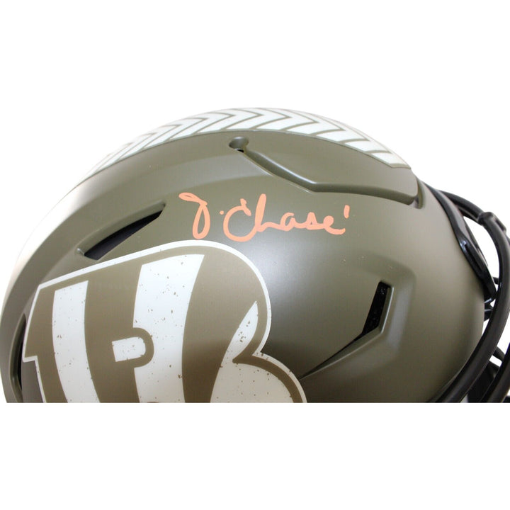 Ja'Maar Chase Signed Cincinnati Bengals 22 Salute Speedflex Helmet BAS 44569 Image 2