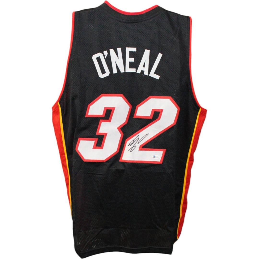 Shaquille O'neal Autographed Miami Heat Black Jersey Beckett 44558 Image 1