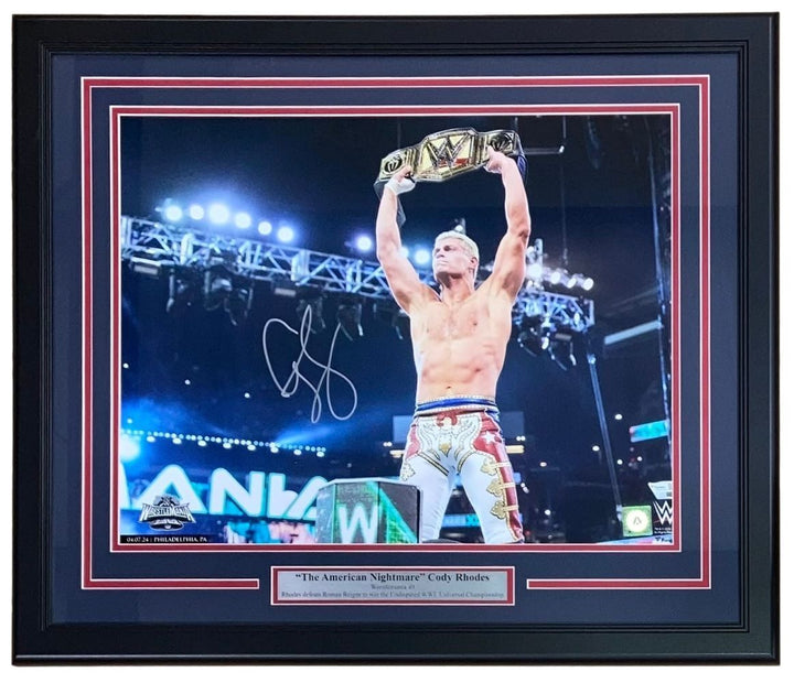 Cody Rhodes Signed Framed 16x20 WWE Wrestlemania 40 Photo Fanatics Image 1