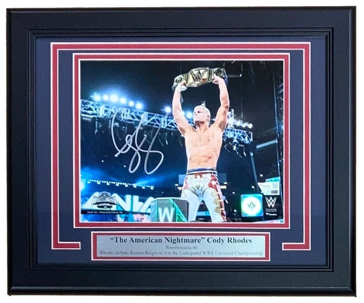 Cody Rhodes Signed Framed 8x10 WWE Wrestlemania 40 Photo Fanatics Image 1