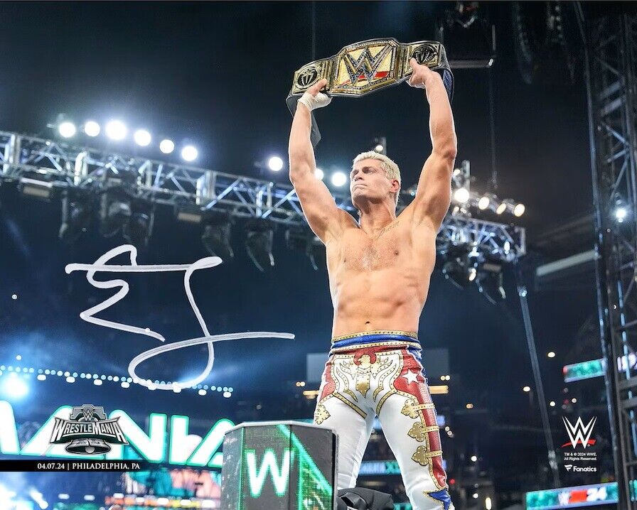 Cody Rhodes Signed 8x10 WWE Wrestlemania 40 Photo Fanatics Image 1