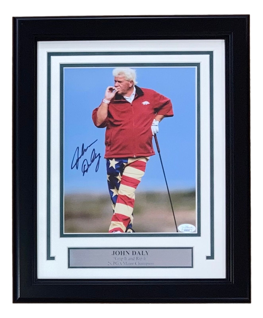 John Daly Signed In Dark Blue Framed 8x10 PGA Golf America Photo JSA Image 1