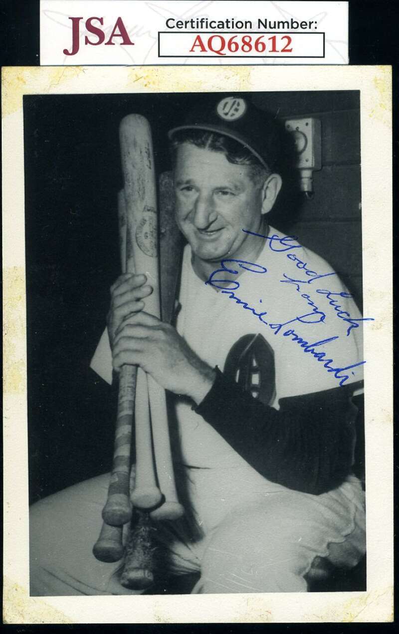 Ernie Lombardi JSA Cert Signed  Vintage 3x5 Photo Autograph Tigers Image 1