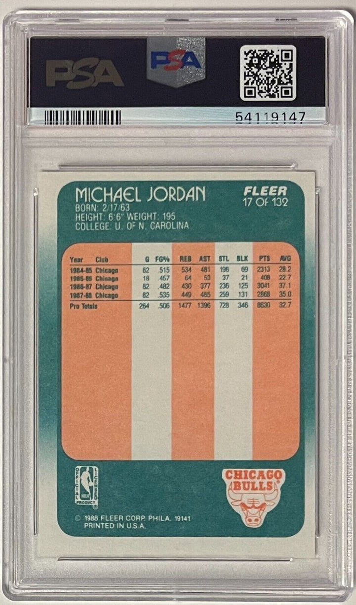 Michael Jordan 1988-89 Fleer Card #17- PSA Graded 7 NM (Chicago Bulls/HOF) Image 2