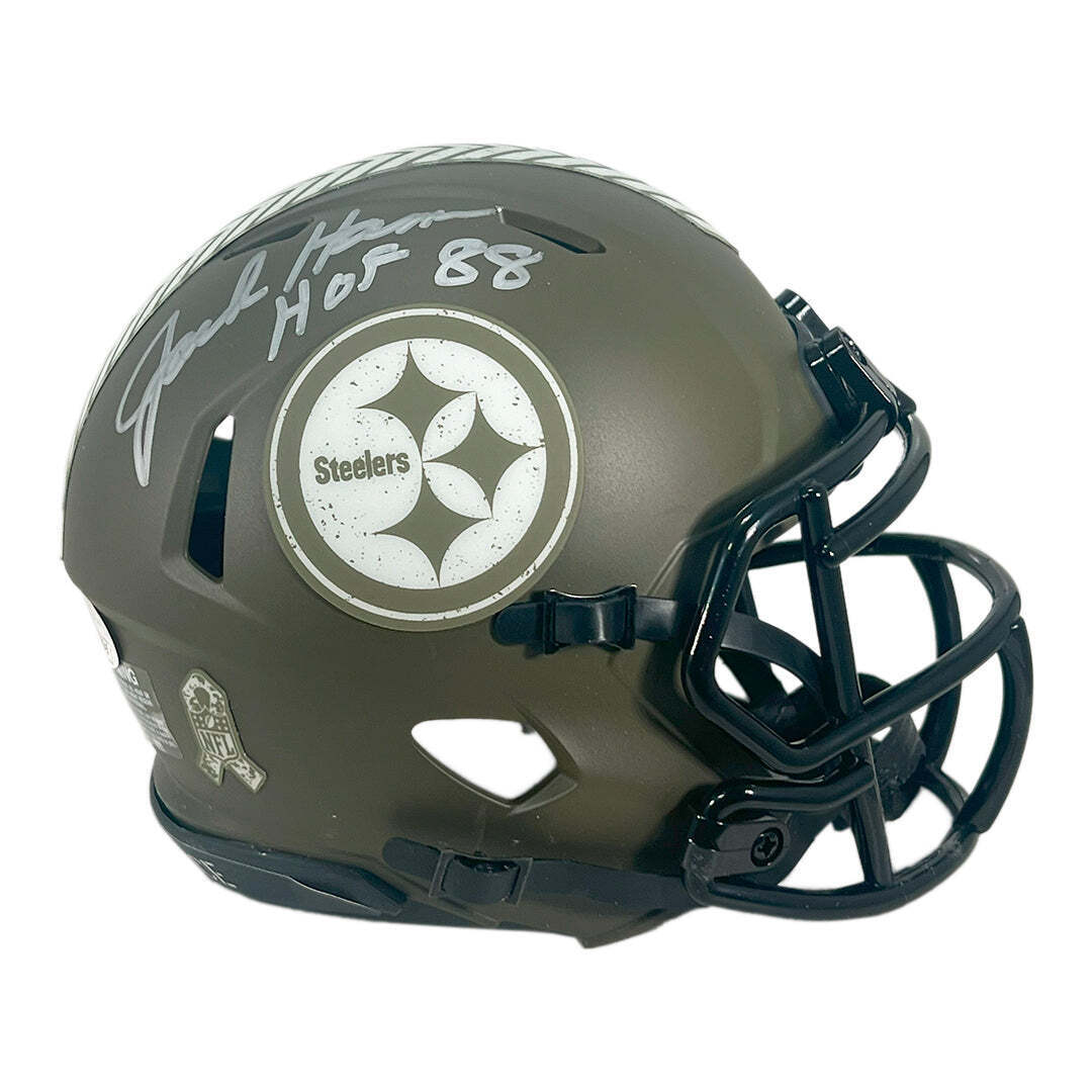 Jack Ham Signed Pittsburgh Steelers Salute to Service Mini Football Helmet (JSA) Image 1