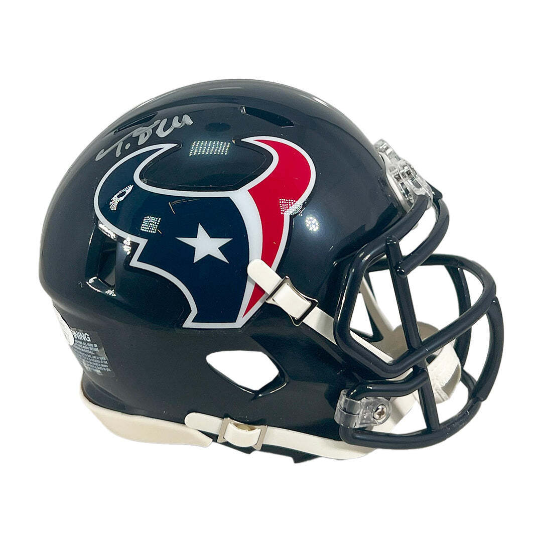 Tank Dell Signed Houston Texans Speed Mini Football Helmet (JSA) Image 1