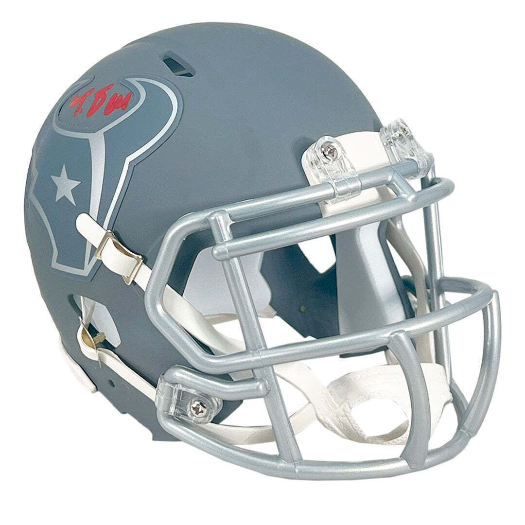 Tank Dell Signed Houston Texans Slate Alternate Speed Mini Football Helmet (JSA) Image 3