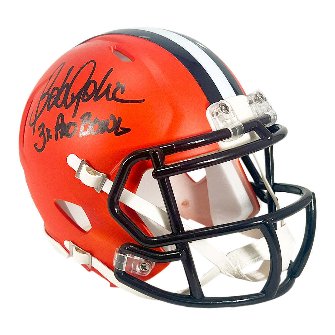 Bob Golic Signed 3x Pro Bowl Inscription Cleveland Browns Speed Mini Football He Image 1