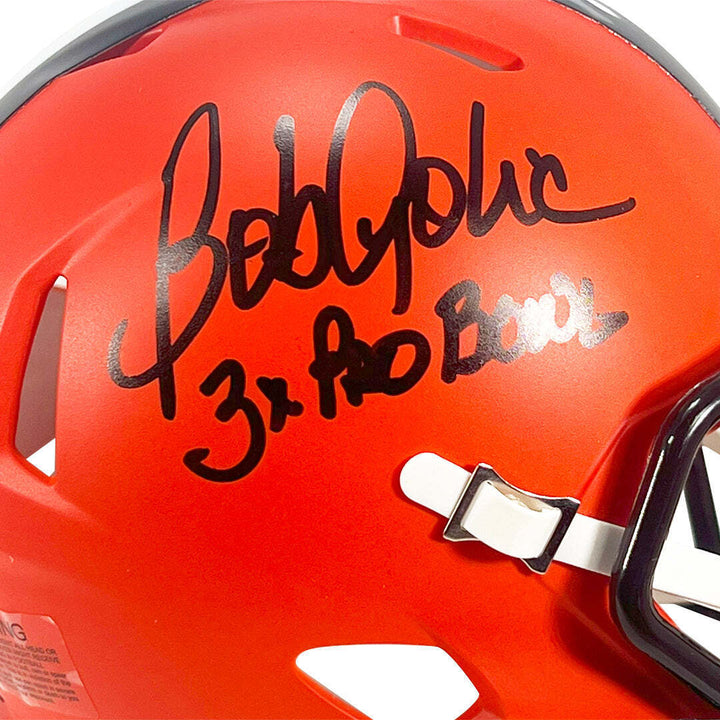Bob Golic Signed 3x Pro Bowl Inscription Cleveland Browns Speed Mini Football He Image 2