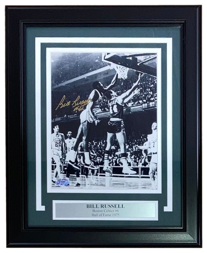 Bill Russell Signed Framed 8x10 Boston Celtics vs Lakers Photo Altman Hologram Image 1