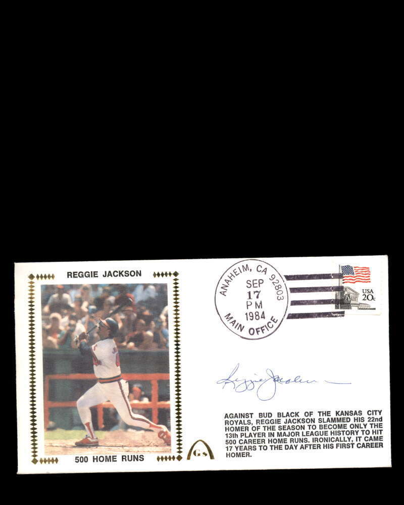 Reggie Jackson PSA DNA Coa Hand Signed 500 Home Runs 1984 FDC Cache Autograph Image 1