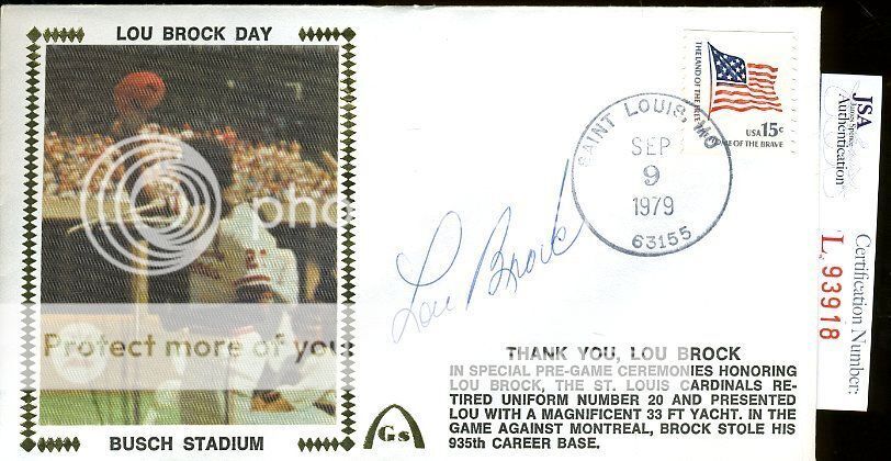 Lou Brock Day Jsa Authenticated Signed 1979 Fdc Autograph Image 1