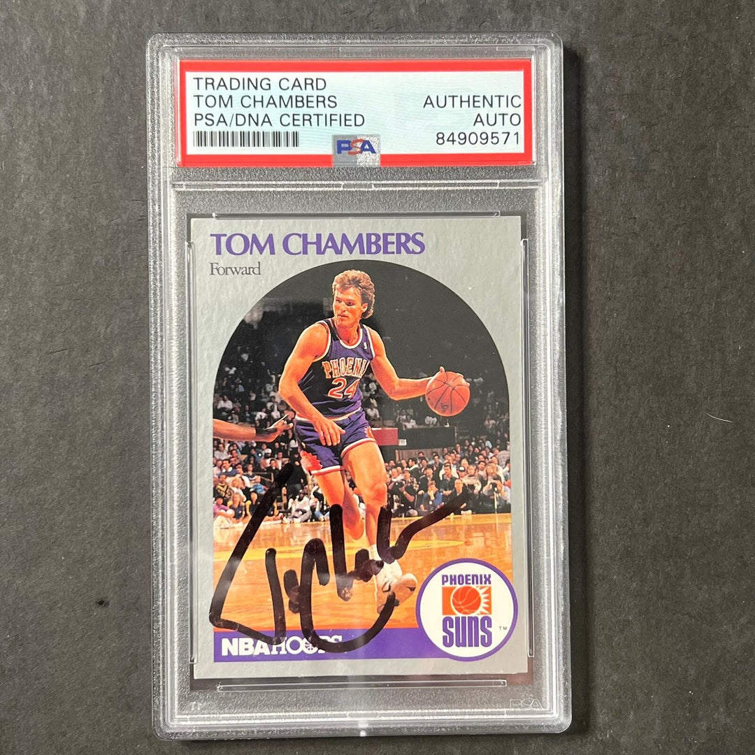 1990-91 NBA Hoops #234 Tom Chambers Signed Card AUTO PSA Slabbed Suns Image 1
