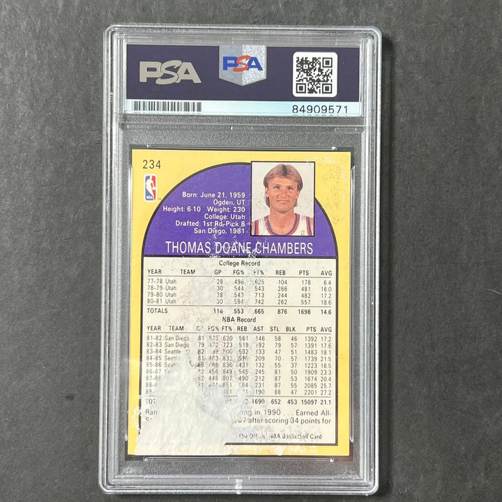 1990-91 NBA Hoops #234 Tom Chambers Signed Card AUTO PSA Slabbed Suns Image 2