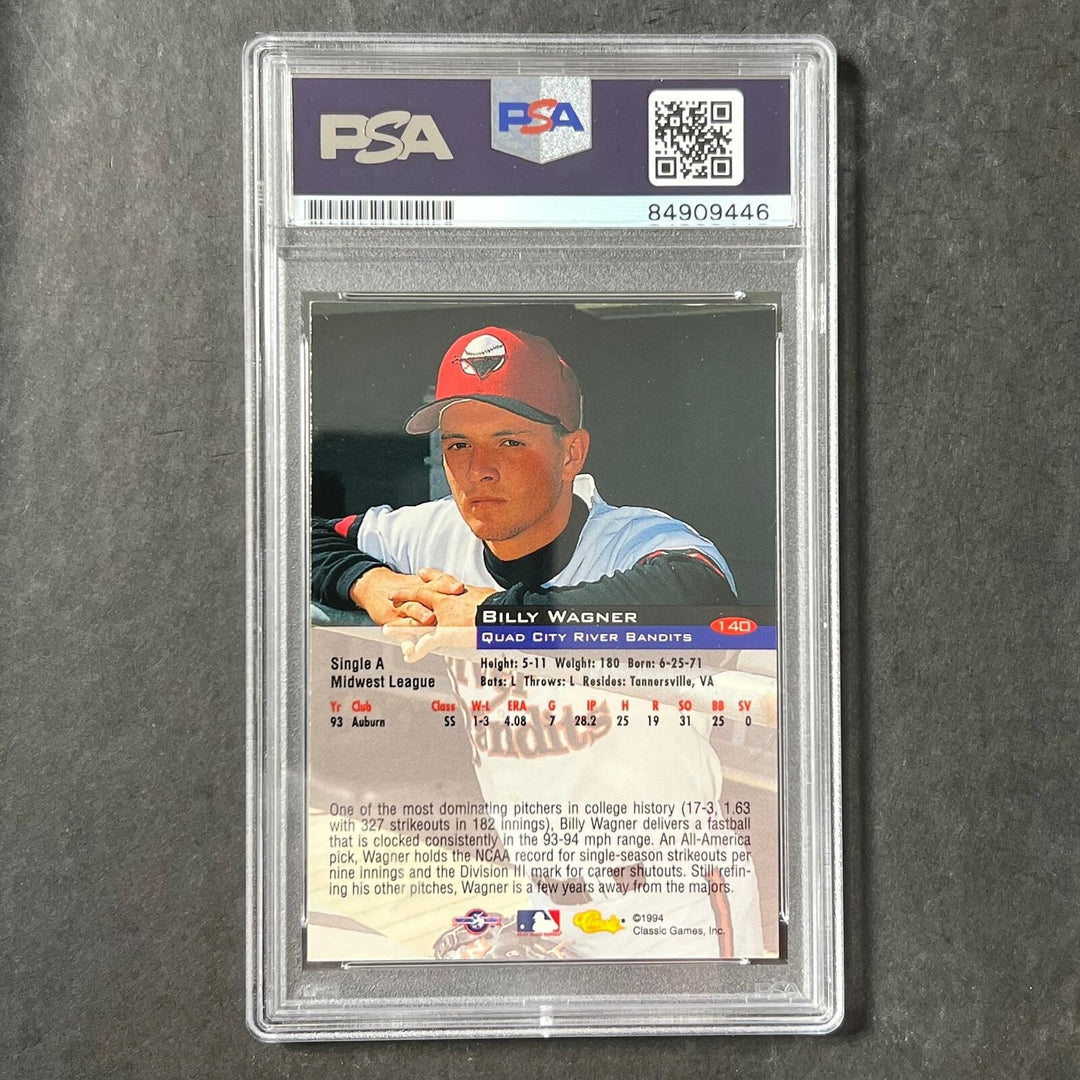 1994 Classic Games #140 Billy Wagner Signed Card PSA/DNA Auto Astros Image 2