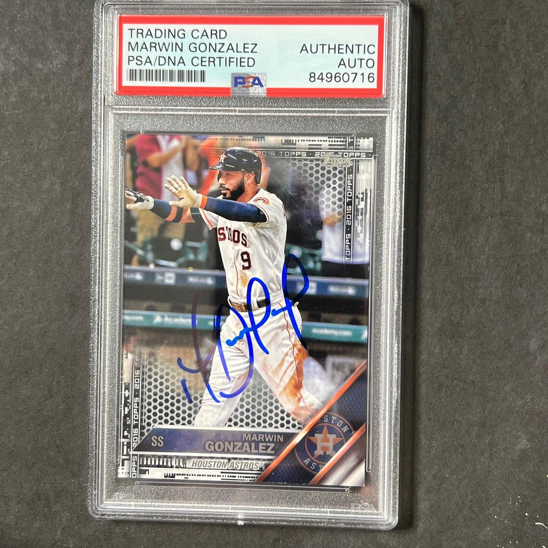 2016 Topps #406 Marwin Gonzalez Signed Card PSA Slabbed Auto Astros Image 1