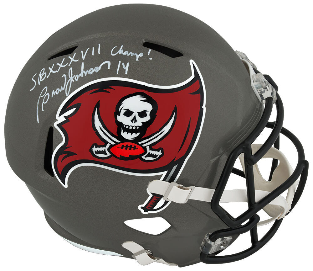 Brad Johnson Signed Buccaneers Riddell F/S Speed Rep Helmet w/Champs - (SS COA) Image 1