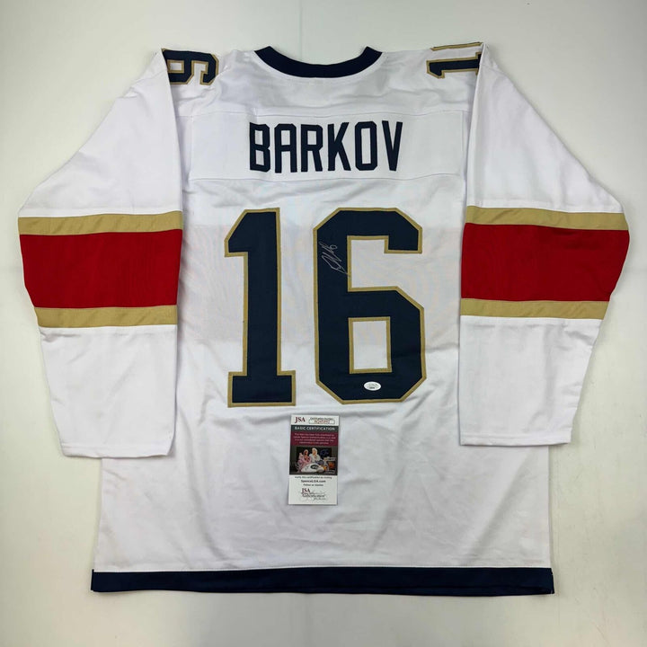 Autographed/Signed Aleksander Barkov Florida White Hockey Jersey JSA COA Image 1