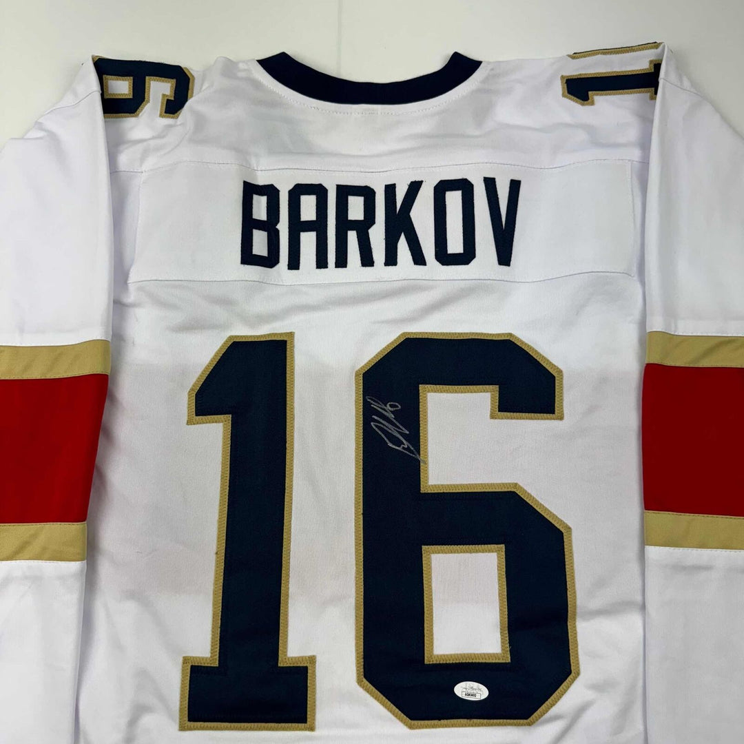 Autographed/Signed Aleksander Barkov Florida White Hockey Jersey JSA COA Image 2