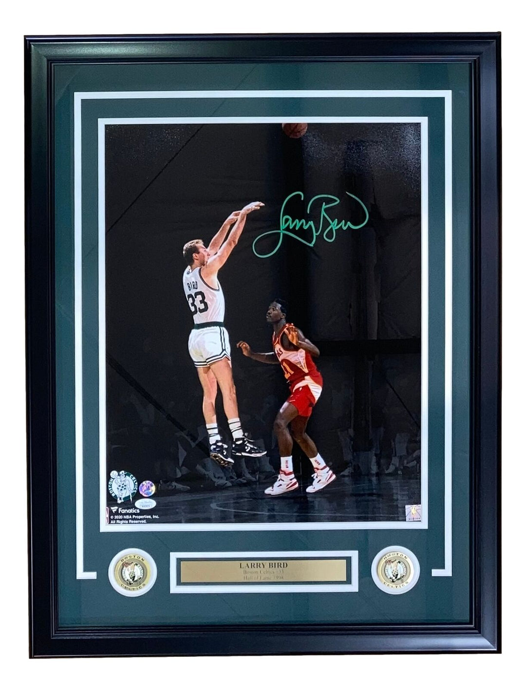 Larry Bird Signed Framed 16x20 Celtics vs Dominique Wilkins Photo Bird+JSA Image 1