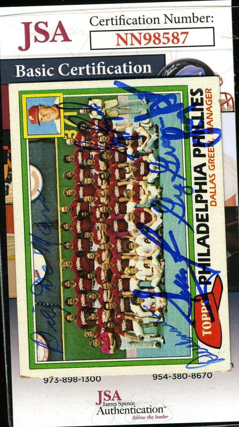 Phillies Team Card JSA Coa Autograph By 6 982 Topps Hand Signed Image 1