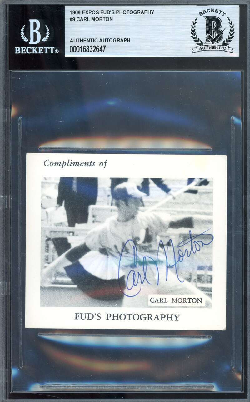 Carl Morton Beckett BAS Signed Rare 1969 Expos Fud's Photography Cards Autograph Image 1