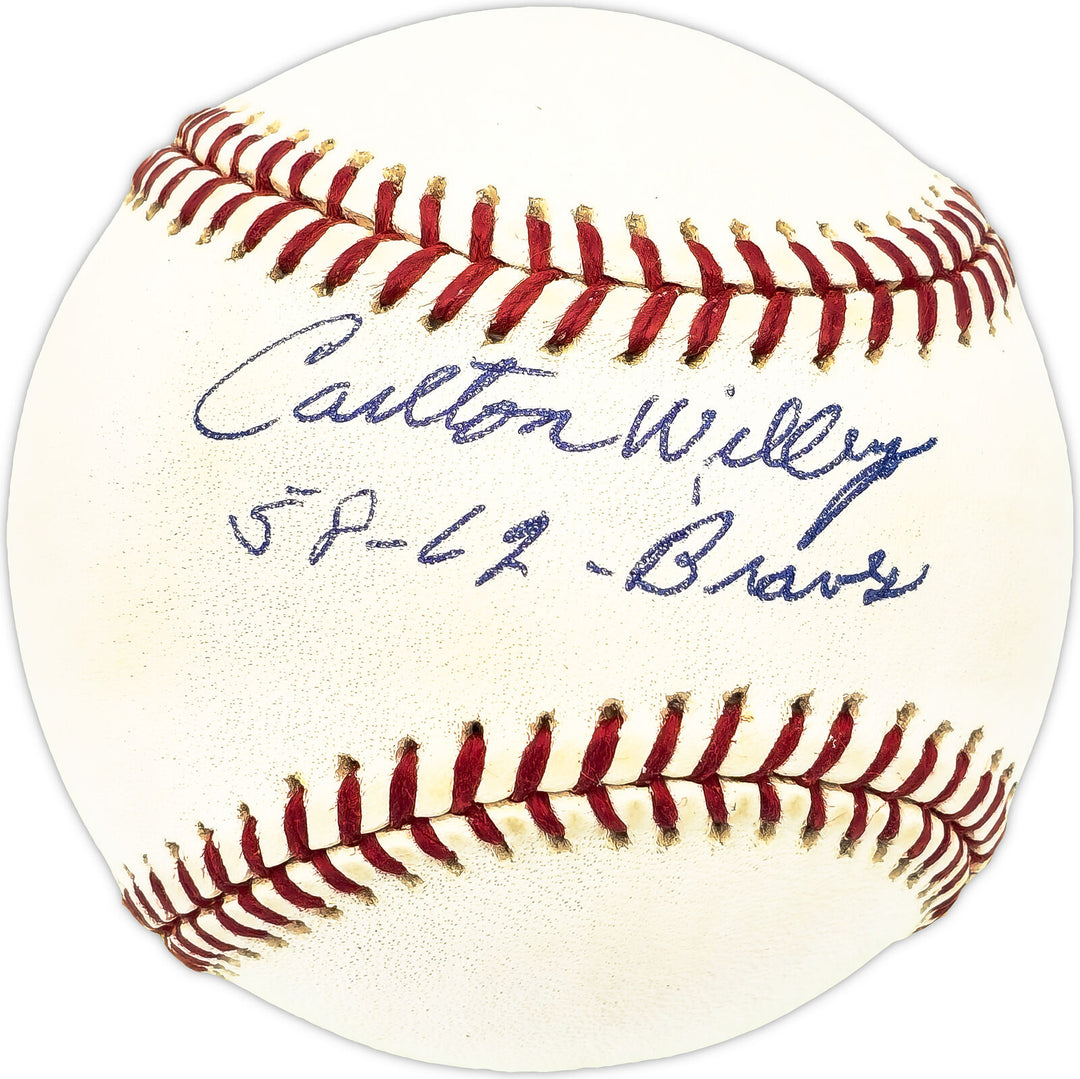 Carlton Willey Autographed MLB Baseball Braves 58-62 Braves Beckett QR #BM25946 Image 1