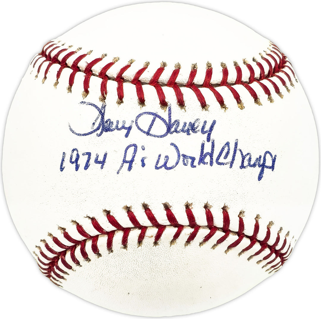 Larry Haney Autographed MLB Baseball A's 1974 A's World Champs Beckett BM17824 Image 1