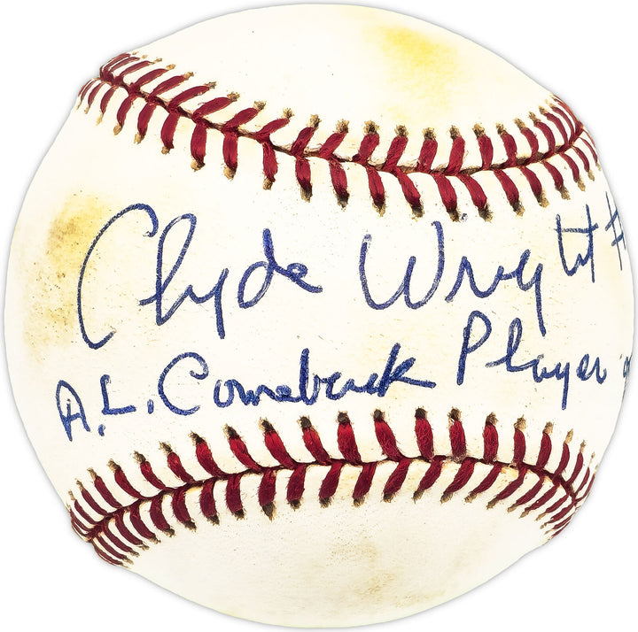 Clyde Wright Autographed AL Baseball Angels Comeback Player 1970 Beckett BM25950 Image 1