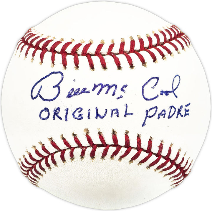 Bill McCool Autographed MLB Baseball Padres "Original Padre" Beckett QR #BM17767 Image 1