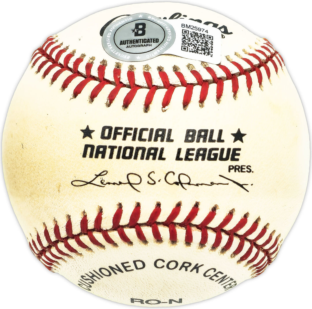Nellie Mathews Autographed Official NL Baseball Cubs, KC A's Beckett QR #BM25974 Image 2