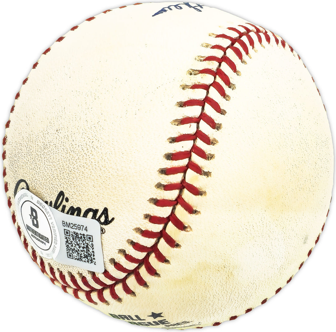 Nellie Mathews Autographed Official NL Baseball Cubs, KC A's Beckett QR #BM25974 Image 3