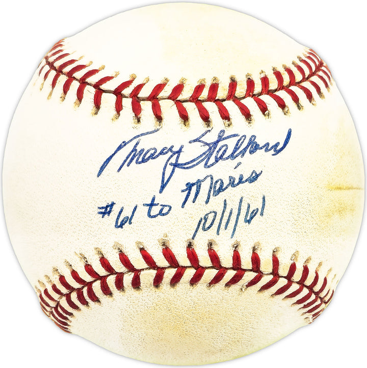 Tracy Stallard Autographed AL Baseball Red Sox 61 to Maris Beckett BM17769 Image 1