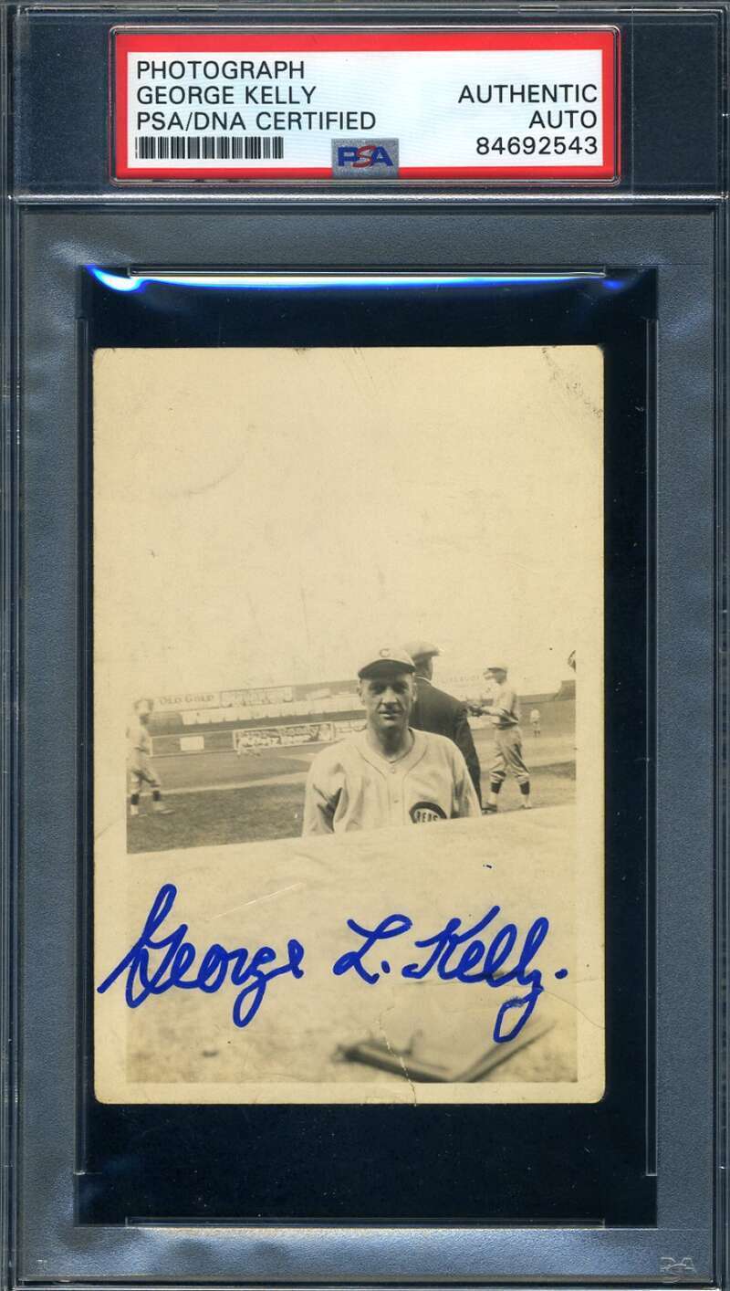 George Kelly PSA DNA Coa Signed Original 1920`s Photo Cincinnati Reds Autograph Image 1