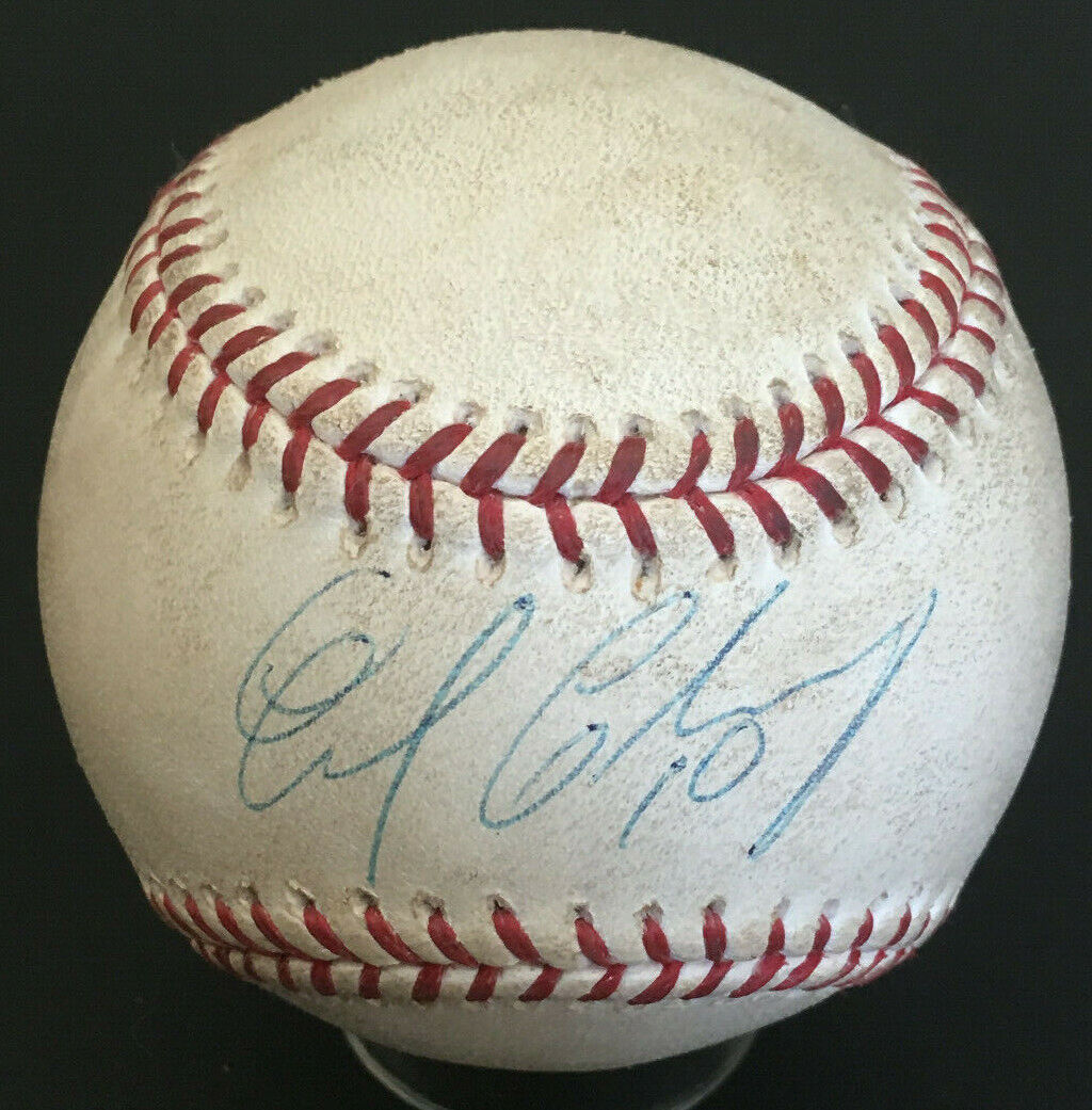 Endy Chavez Signed Game Used Baseball Autograph MLB Holo Steiner LOA Image 1