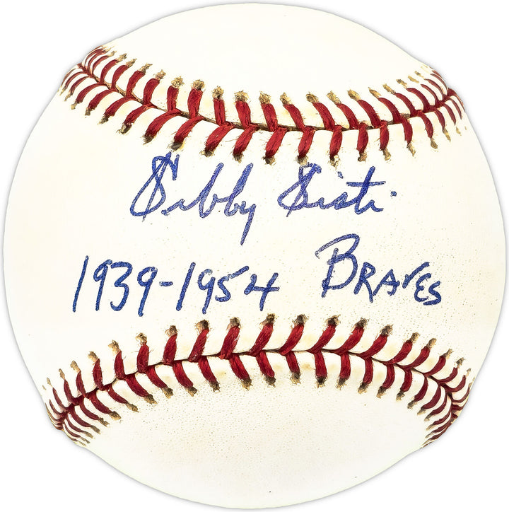 Sibby Sisti Autographed MLB Baseball Boston Braves 1939-54 Beckett BM25947 Image 1